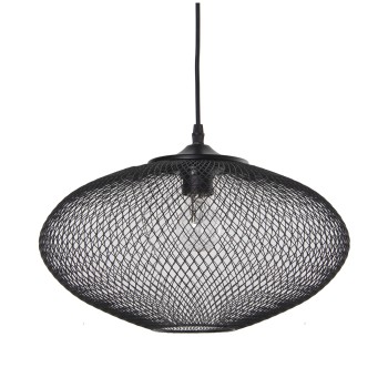 Lampada A Sospensione In Metallo Griglia - Nero - 1xe27, Max.40w (non Incluso)- Ø38x25cm, Cable:100cm