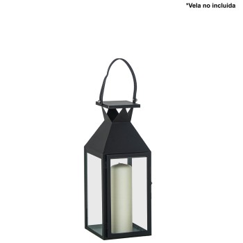 Lanterna De Metal Preto 19x18x48cm