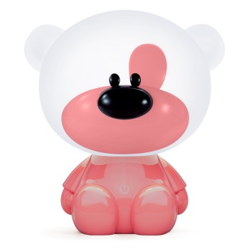 Lampe De Table Ours Rose 20x20x25cm Alimentation Par Usb, Abs+pp