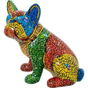 Figura Di Cane In Resina Mosaico Colorato 29x18x28cm