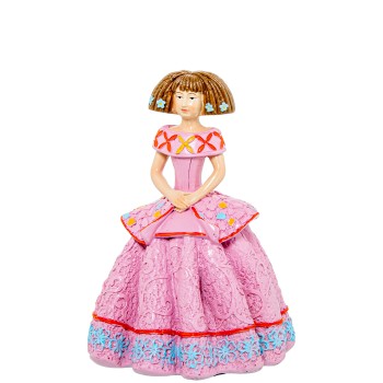 Figurine En Resine Menina Rose 11x11x15cm