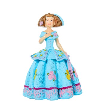 Figurine En Resine Bleu Clair Menina 11x11x15cm