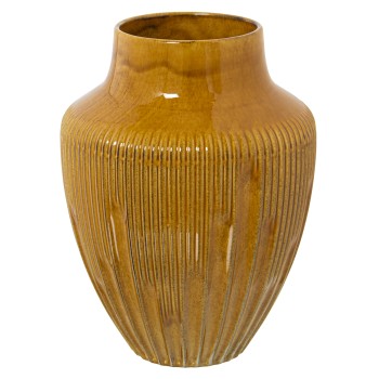 Ceramic Vase 24cm Glossy Reactive Yellow _ø18x24cm Boca:ø9,5cm