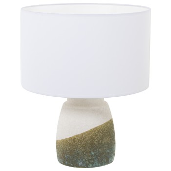 Candeeiro De Mesa Em Cerâmica Bege/verde Textura De Areia, 1xe27 Max.60w