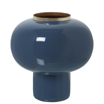 Vaso Metallo Smaltato Blu/dorato_20x20cm