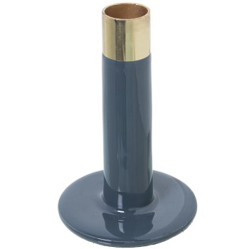 Castiçal Metal Esmaltado Azuis/dourado_7x12cm