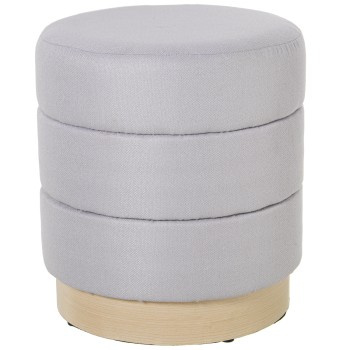 Puf Tapizado Gris Perla Terciopelo Ø39x44cm, Poliéster