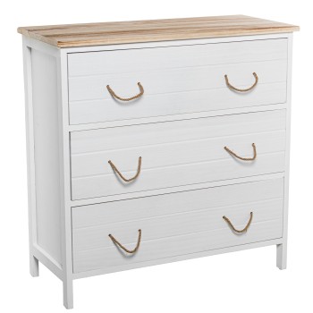 Cômoda C/3 Gavetas Madeira Branca 80x35x81cm