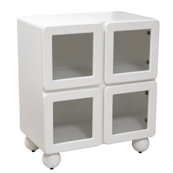 Mueble Entrada Madera Dm Blanco 4 Puertas Cristal 67x40x78cm