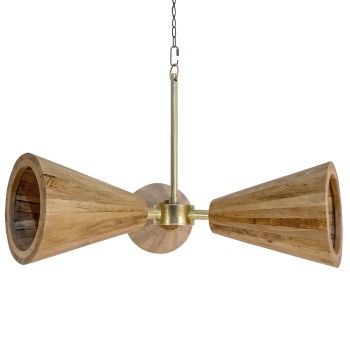 Candeeiro De Tecto Em Madeira De Mango/metal 106x92x31cm