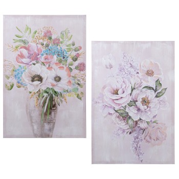 Quadri Pittura Su Tela - Legno - 60x90cm -fiori- _60x3x90cm