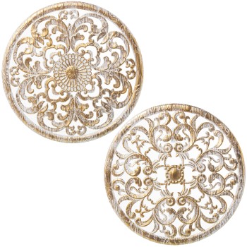 Decorazioni Da Parete In Legno Traforato - Dorato Ø60x1,5cm, Madera: Dm