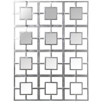 Décoration Murale En Métal Argenté Et Miroir 60x3x80cm, Miroirs:8,5x8,5cm
