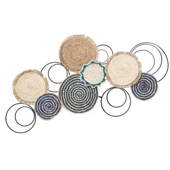Metal/straw Woven Wall Decoration- _122x6x64cm
