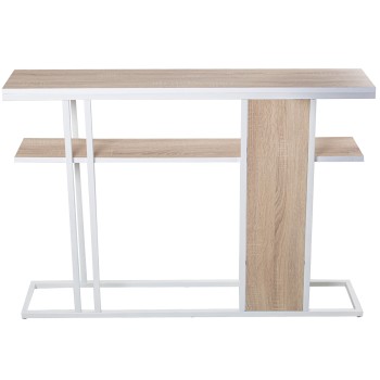 Console En Bois Teinté Chêne/métal Blanc_120x25x82cm