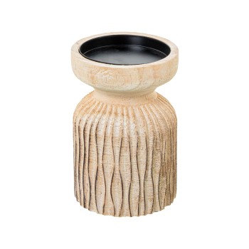 Portavelas Madera/metal Ø10x14cm