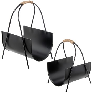 Set 2 Porte-revues En Métal Noir 31x24x43+25x19x34cm