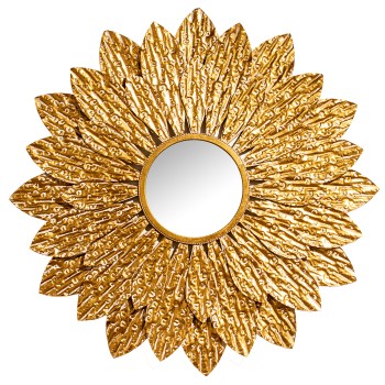 Espejo Pared Petalos Metal Dorado Ø103x4cm