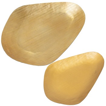 Set 2 Bandejas Aluminio Tallado Dorado 31x23x2,5+42,5x32x4cm