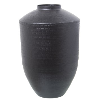 Jarrón Aluminio Tallado Negro Ø28x40cm
