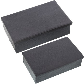 Set Di 2 Scatole Decorative In Metallo Nero Intagliato- _23x14x7+28x18x8cm