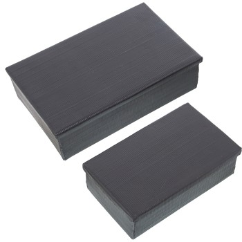 Set 2 Cajas Aluminio Tallado Negro 22,5x14x7+28x18x8cm