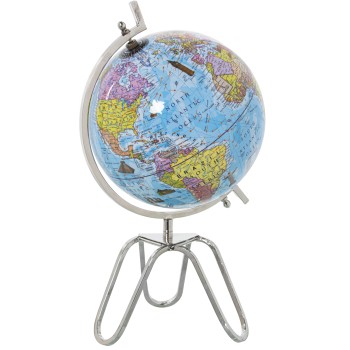 Blue Ø20cm Tabletop Globe, Metal Base, Ø20x38cm