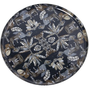 Tabuleiro Metal Esmaltado Leopardos_33x1,5cm