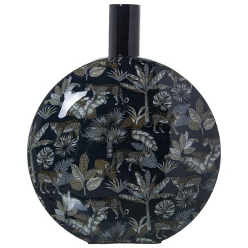 Jarrón Metal Esmaltado Leopardos 32x13x40cm