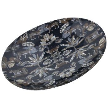 Cuenco Metal Esmaltado Leopardos 36x22x6cm