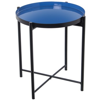 Mesa Auxiliar Metal Esmaltado Azul/negro Ø50x52cm