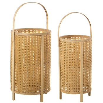 Set 2 Faroles Bambu Natural Ø30x51+ø24x47cm