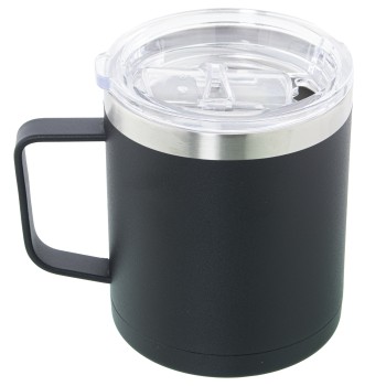 Taza/termo Café 350ml Acero Inox. Negro C/tapa Acrílica 9x12x11cm, Doble Pared Acero