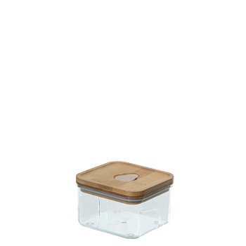 Bote Cocina Acrílico 270ml C/tapa Bambú 11x11x7,5cm