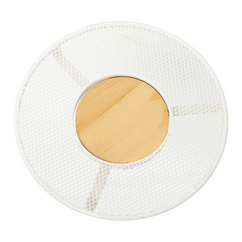 Sottopentola In Metallo Griglia E Centro In Legno - Bianco- Ø20x2cm, Madera: Ø8,6cm