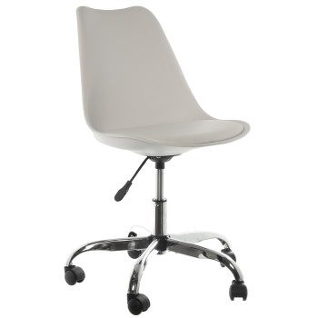 Swivel Chair W/wheels Pp/pu White _48x59x80/88cm Seat Height:43/51, Adjustable Height, Gas Spring
