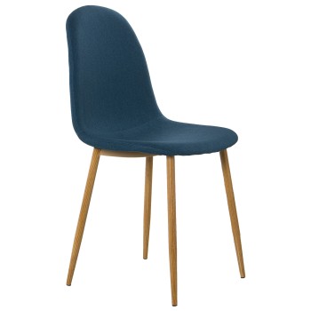 Blue Upholstered Chair Wood Imitation Metal Legs _44x52x87cm, Seat Hight:49cm