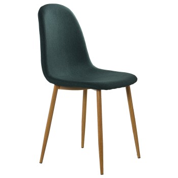 Chaise Tapissée Vert, Pieds En Métal Imitation Bois 44x52x87cm Haut. Siège:49cm