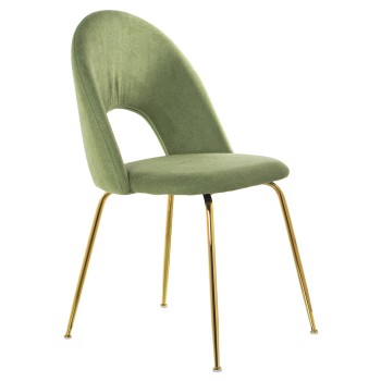 Chaise En Velours Vert +91157 Pieds En Métal Doré _50x51x86cm Haut. Siège:47cm