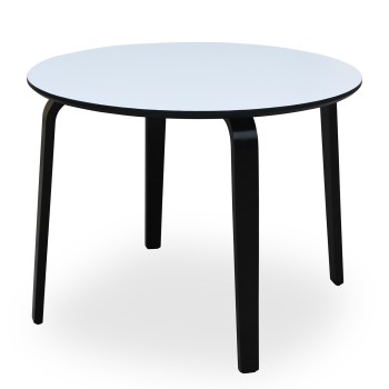 White Mdf Wooden Dining Table W/black Wooden Legs+91194- _ø100x76cm, Tablero:dm 25mm