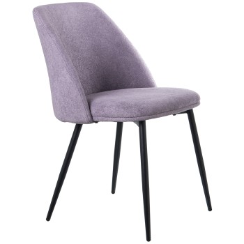 Silla Tela Gris Patas Metal Negro, Poliéster 42x36x76cm Alt.asiento:48,5cm