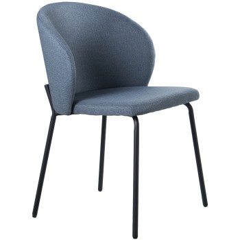 Sedia Gambe In Metallo Nero / Tessuto Blu 48x57x79cm Alt. Sedile:48cm