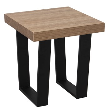 Wooden With Metal Legs Side Table + 84605 - Tabletop: Dm+melamine+pvc- 50x50x50cm